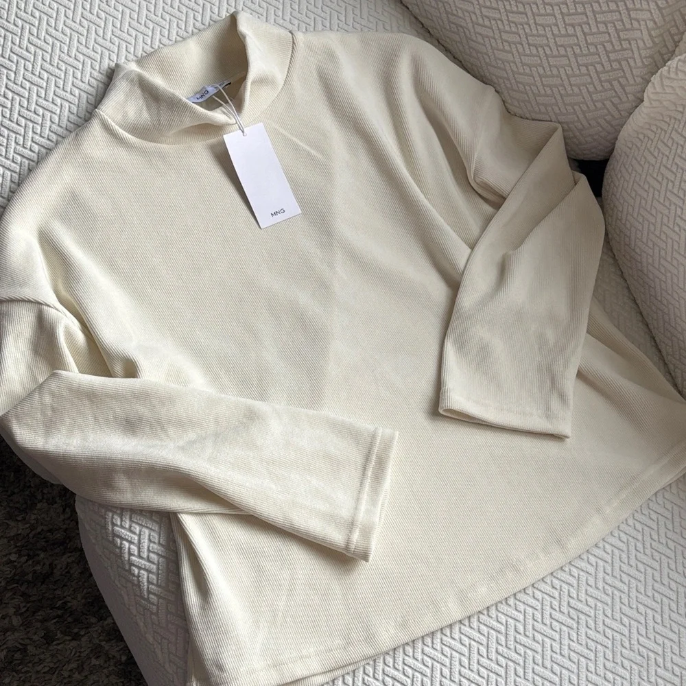 Mango Off-White Ribbed Turtleneck, new with tags - Picture 2 of 6